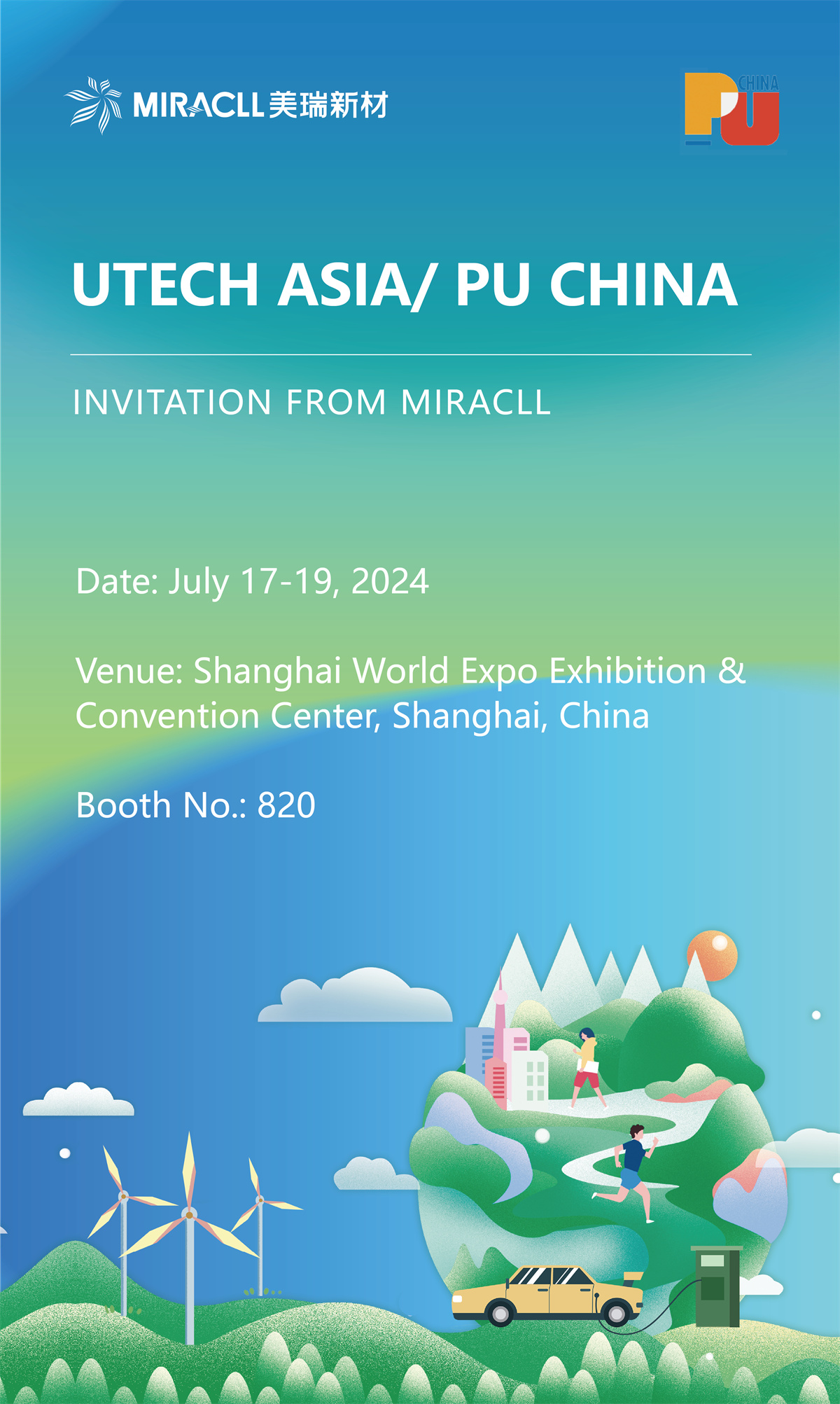 Boð Miracll Chemicals býður þér að taka þátt í UTECH ASIA PU CHINA